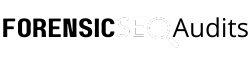 Forensic SEO audits logo Inverted black text